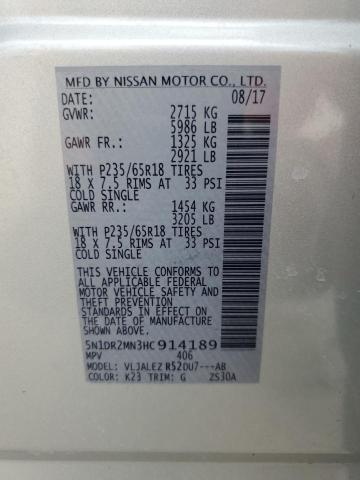 Photo 14 from auction – 2017 NISSAN PATHFINDER with VIN 5N1DR2MN3HC914189