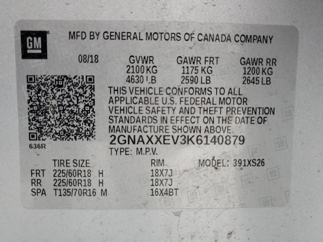 Photo 14 from auction – 2019 CHEVROLET EQUINOX PR with VIN 2GNAXXEV3K6140879