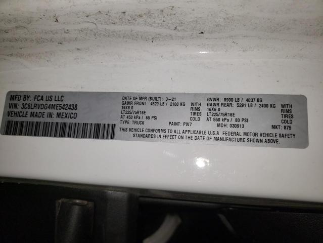 Photo 10 from auction – 2021 RAM PROMASTER with VIN 3C6LRVDG4ME542438
