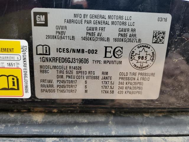 Photo 14 from auction – 2016 CHEVROLET TRAVERSE L with VIN 1GNKRFED6GJ319606