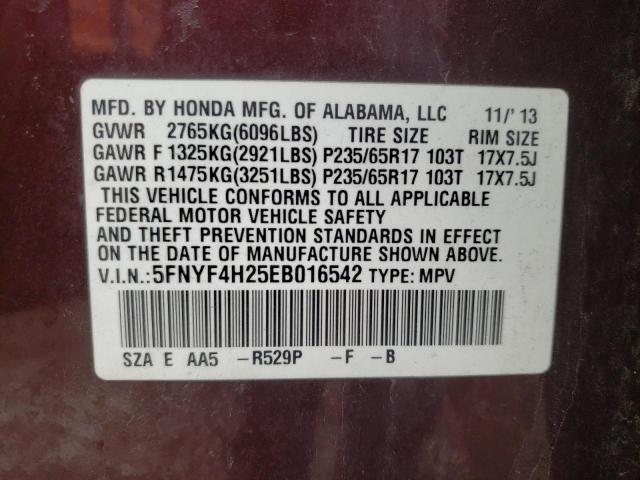 Photo 14 from auction – 2014 HONDA PILOT LX with VIN 5FNYF4H25EB016542
