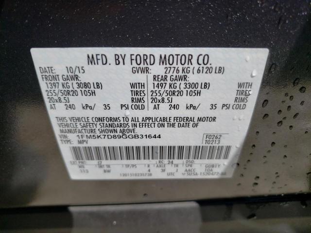 Photo 14 from auction – 2016 FORD EXPLORER X with VIN 1FM5K7D89GGB31644