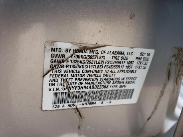 Photo 14 from auction – 2010 HONDA PILOT TOUR with VIN 5FNYF3H94AB023368