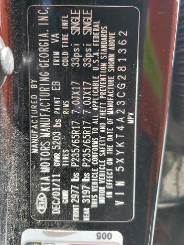 Photo 14 from auction – 2012 KIA SORENTO BA with VIN 5XYKT4A23CG281362