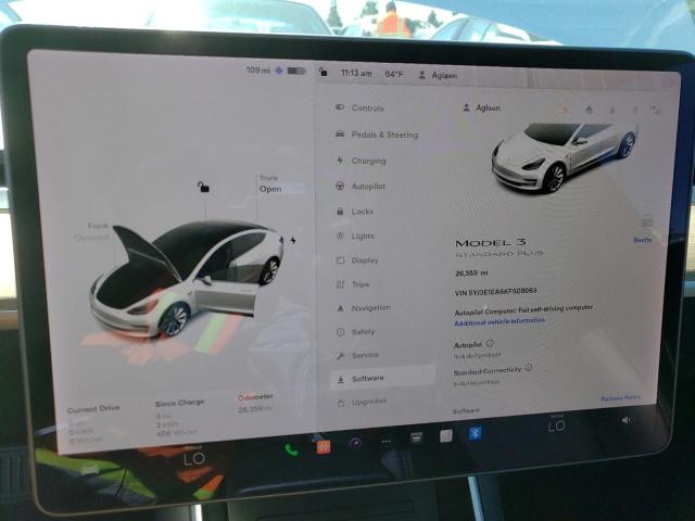 Photo 9 from auction – 2019 TESLA MODEL 3 with VIN 5YJ3E1EA6KF508063