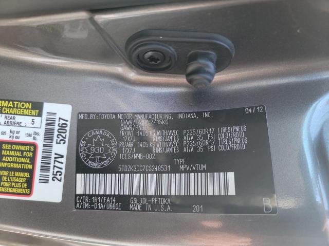 Photo 10 from auction – 2012 TOYOTA SIENNA with VIN 5TDZK3DC7CS248531