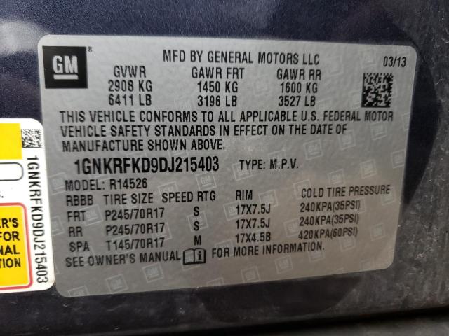 Photo 14 from auction – 2013 CHEVROLET TRAVERSE L with VIN 1GNKRFKD9DJ215403