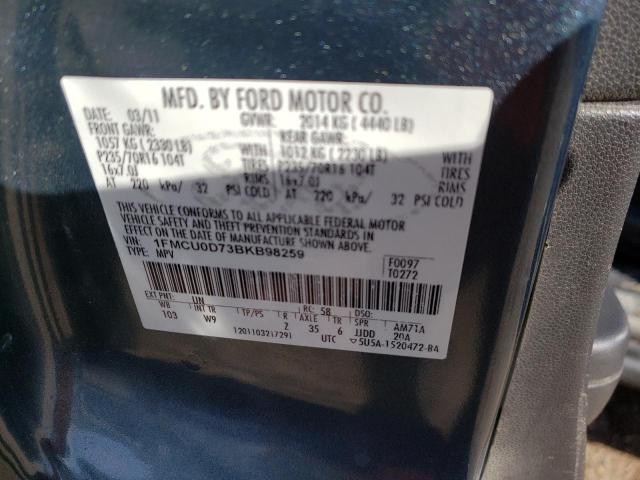 Photo 14 from auction – 2011 FORD ESCAPE XLT with VIN 1FMCU0D73BKB98259