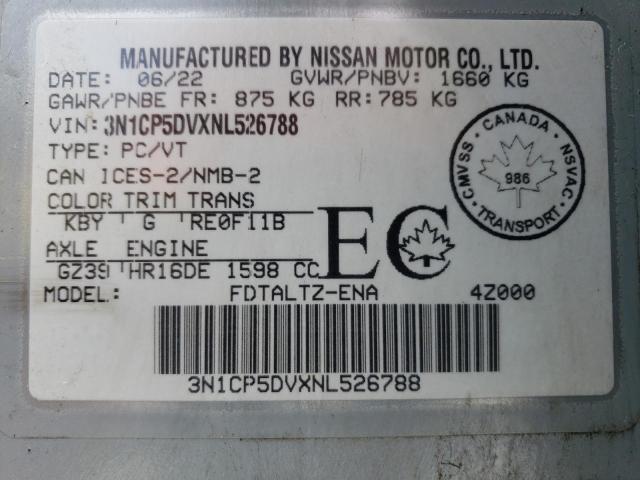 Photo 14 from auction – 2022 NISSAN KICKS SR with VIN 3N1CP5DVXNL526788