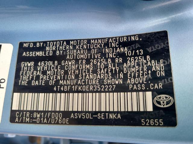 Photo 10 from auction – 2014 TOYOTA CAMRY L with VIN 4T4BF1FK0ER352227