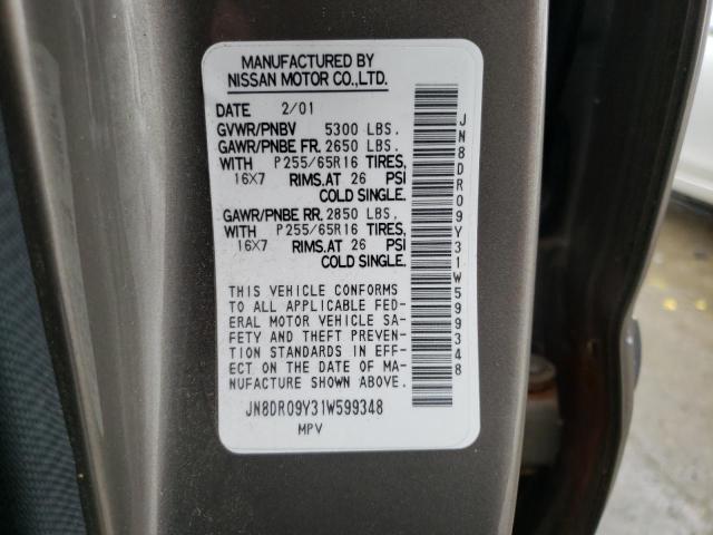 Photo 14 from auction – 2001 NISSAN PATHFINDER with VIN JN8DR09Y31W599348