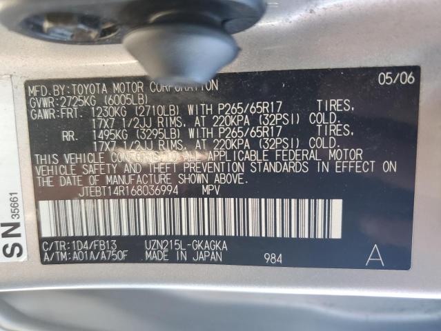 Photo 14 from auction – 2006 TOYOTA 4RUNNER SR with VIN JTEBT14R168036994