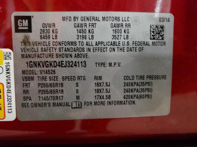 Photo 14 from auction – 2014 CHEVROLET TRAVERSE L with VIN 1GNKVGKD4EJ324113