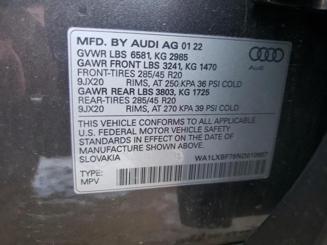 Photo 14 from auction – 2022 AUDI Q7 PREMIUM with VIN WA1LXBF79ND010657