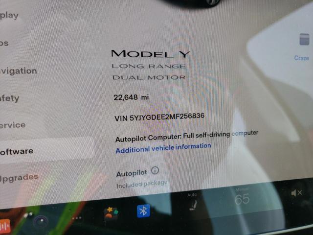 Photo 9 from auction – 2021 TESLA MODEL Y with VIN 5YJYGDEE2MF256836