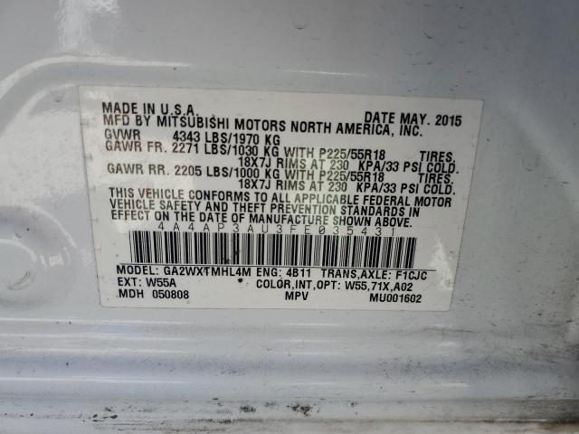 Photo 14 from auction – 2015 MITSUBISHI OUTLANDER with VIN 4A4AP3AU3FE035431