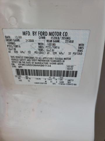 Photo 14 from auction – 2010 FORD ESCAPE XLT with VIN 1FMCU0DG9AKB61134