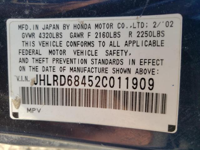 Photo 14 from auction – 2002 HONDA CR-V LX with VIN JHLRD68452C011909