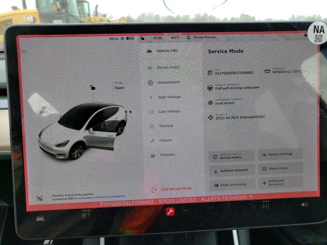 Photo 9 from auction – 2020 TESLA MODEL Y with VIN 5YJYGDEE8LF006662