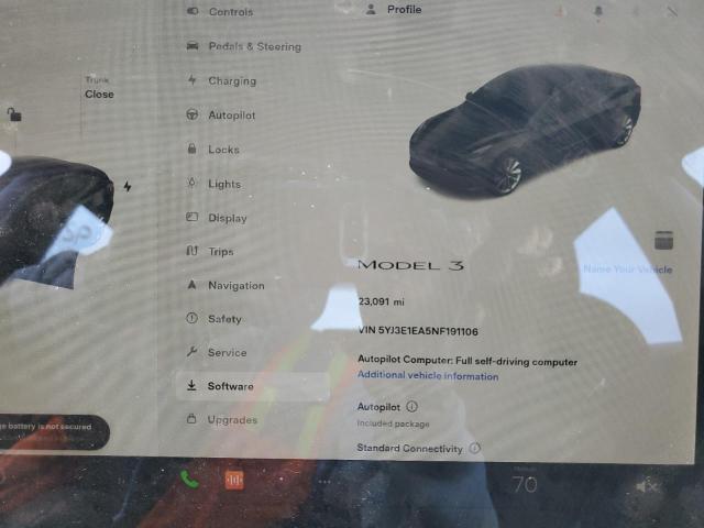 Photo 9 from auction – 2022 TESLA MODEL 3 with VIN 5YJ3E1EA5NF191106