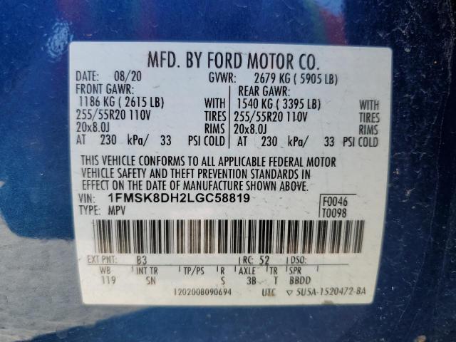 Photo 14 from auction – 2020 FORD EXPLORER X with VIN 1FMSK8DH2LGC58819