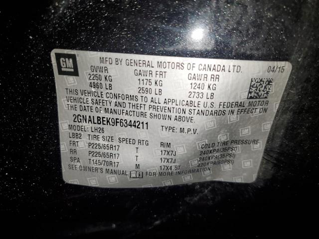 Photo 14 from auction – 2015 CHEVROLET EQUINOX LT with VIN 2GNALBEK9F6344211