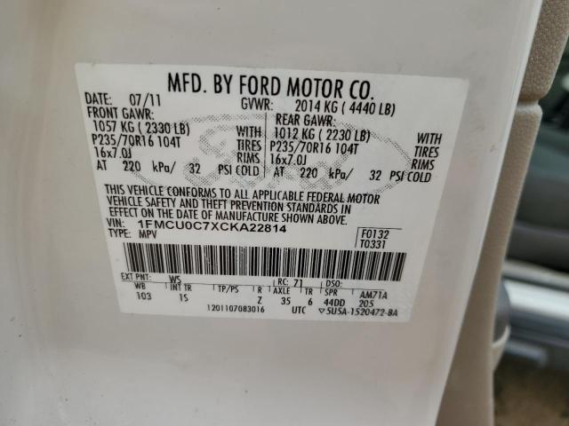 Photo 14 from auction – 2012 FORD ESCAPE XLS with VIN 1FMCU0C7XCKA22814