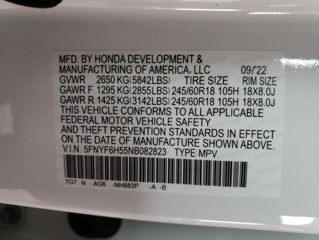 Photo 14 from auction – 2022 HONDA PILOT EXL with VIN 5FNYF6H55NB082823