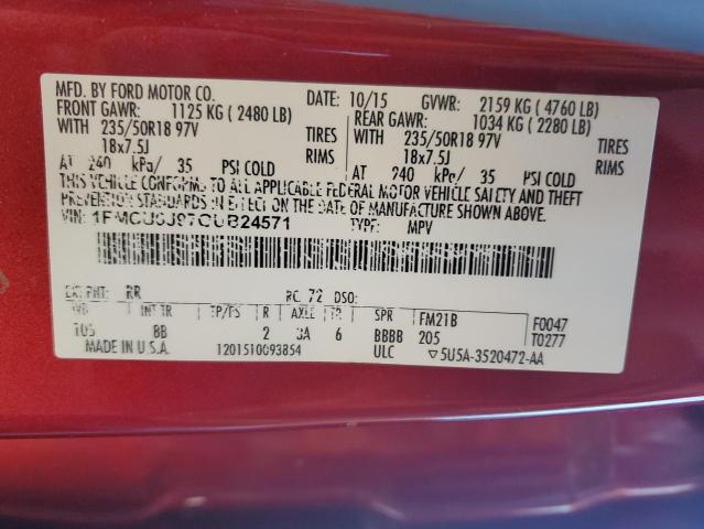 Photo 14 from auction – 2016 FORD ESCAPE TIT with VIN 1FMCU0J97GUB24571