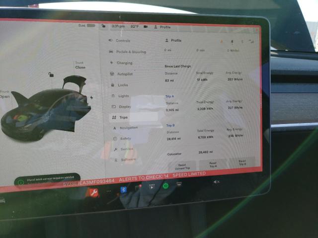 Photo 9 from auction – 2021 TESLA MODEL 3 with VIN 5YJ3E1EA3MF093464