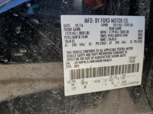 Photo 14 from auction – 2016 FORD EDGE SEL with VIN 2FMPK3J98GBB18423