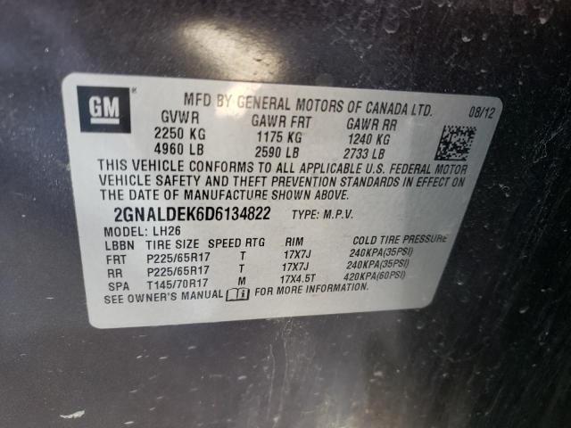 Photo 14 from auction – 2013 CHEVROLET EQUINOX LT with VIN 2GNALDEK6D6134822