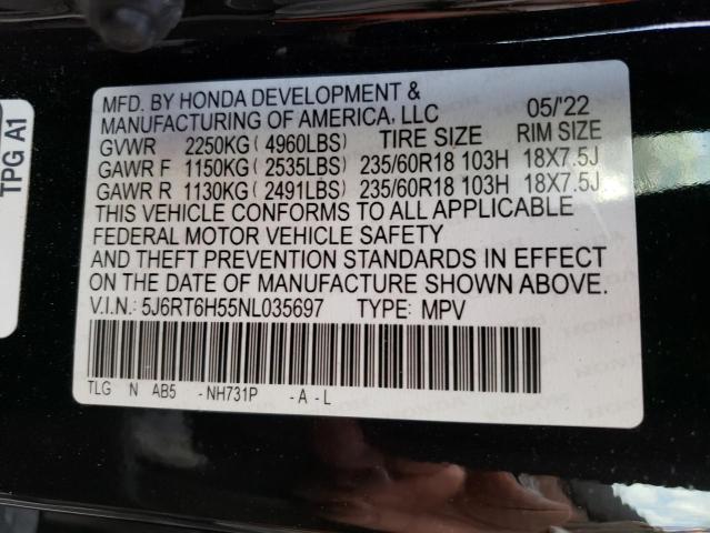 Photo 14 from auction – 2022 HONDA CR-V EX with VIN 5J6RT6H55NL035697