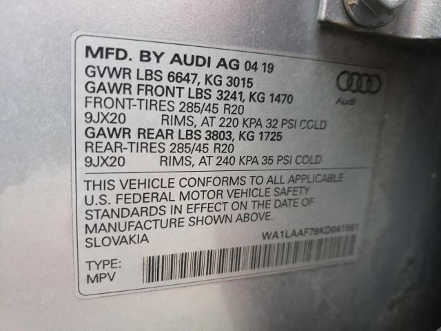 Photo 14 from auction – 2019 AUDI Q7 PREMIUM with VIN WA1LAAF79KD041561
