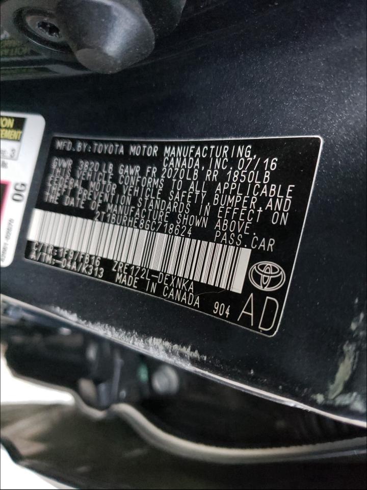 Photo 10 from auction – 2016 TOYOTA COROLLA L with VIN 2T1BURHE8GC718624