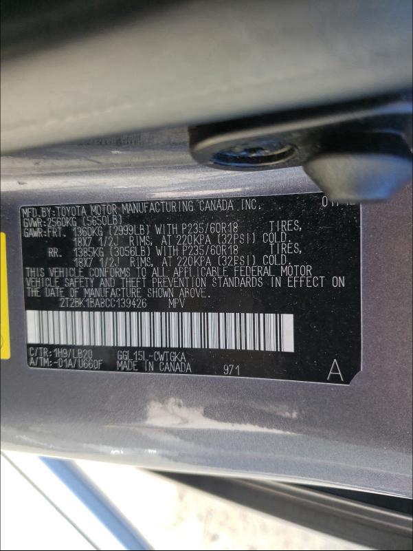 Photo 10 from auction – 2012 LEXUS RX 350 with VIN 2T2BK1BA8CC139426