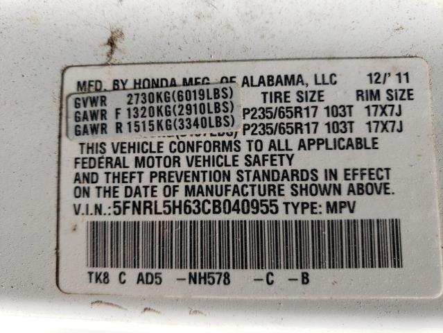 Photo 14 from auction – 2012 HONDA ODYSSEY EX with VIN 5FNRL5H63CB040955