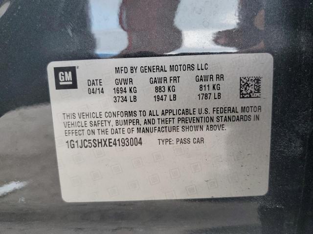 Photo 14 from auction – 2014 CHEVROLET SONIC LT with VIN 1G1JC5SHXE4193004