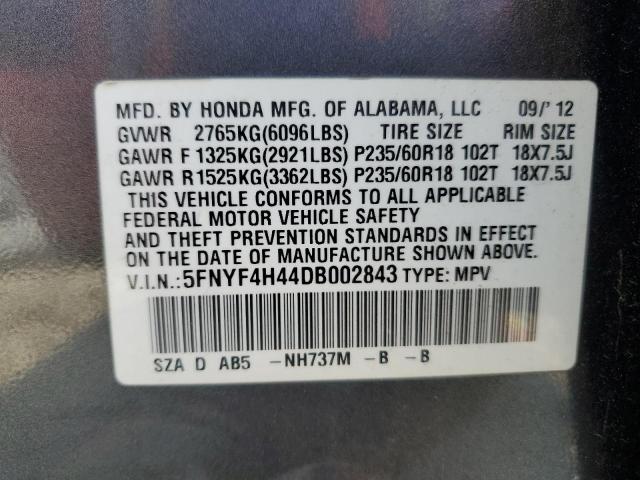 Photo 14 from auction – 2013 HONDA PILOT EX with VIN 5FNYF4H44DB002843
