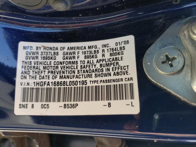 Photo 10 from auction – 2008 HONDA CIVIC EX with VIN 1HGFA16868L050195