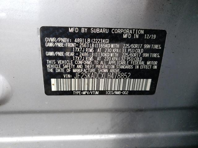 Photo 14 from auction – 2020 SUBARU FORESTER with VIN JF2SKADCXLH478852