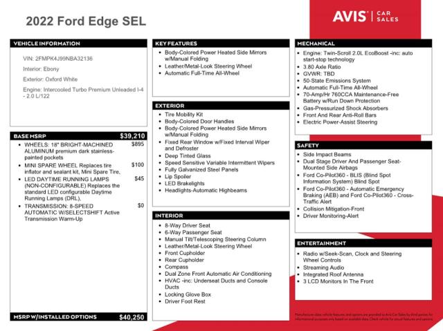 Photo 14 from auction – 2022 FORD EDGE SEL with VIN 2FMPK4J99NBA32136