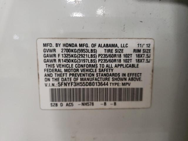 Photo 14 from auction – 2013 HONDA PILOT EXL with VIN 5FNYF3H55DB013644