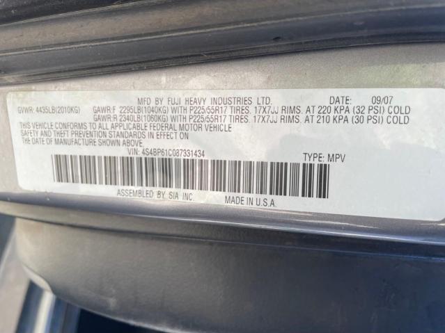 Photo 10 from auction – 2008 SUBARU OUTBACK 2. with VIN 4S4BP61C087331434