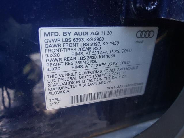 Photo 14 from auction – 2021 AUDI Q7 PREMIUM with VIN WA1LJAF74MD023469