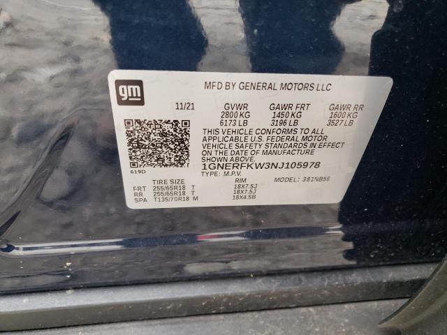 Photo 14 from auction – 2022 CHEVROLET TRAVERSE L with VIN 1GNERFKW3NJ105978