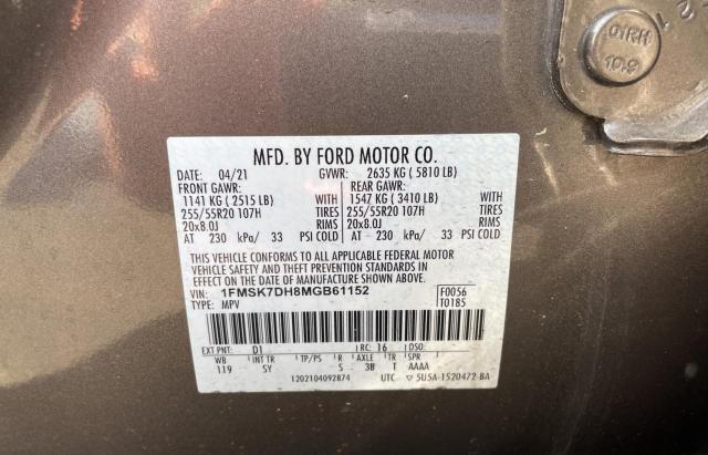 Photo 10 from auction – 2021 FORD EXPLORER X with VIN 1FMSK7DH8MGB61152