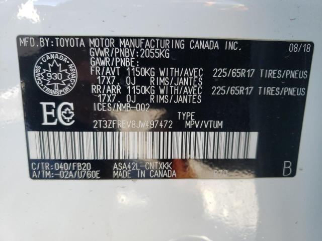 Photo 14 from auction – 2018 TOYOTA RAV4 LE with VIN 2T3ZFREV8JW497472