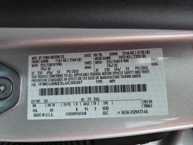 Photo 14 from auction – 2020 FORD ESCAPE SE with VIN 1FMCU9BZ3LUC09307