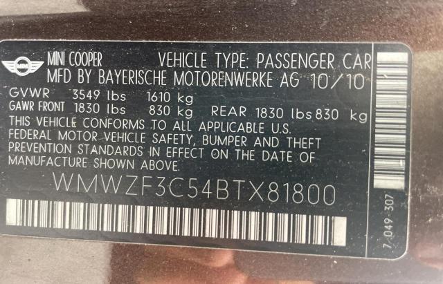 Photo 10 from auction – 2011 MINI COOPER CLU with VIN WMWZF3C54BTX81800